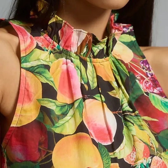 NWT Anthropologie Maeve Poplin Ruffle Neck Sleeveless Top Medium - Picture 6 of 6